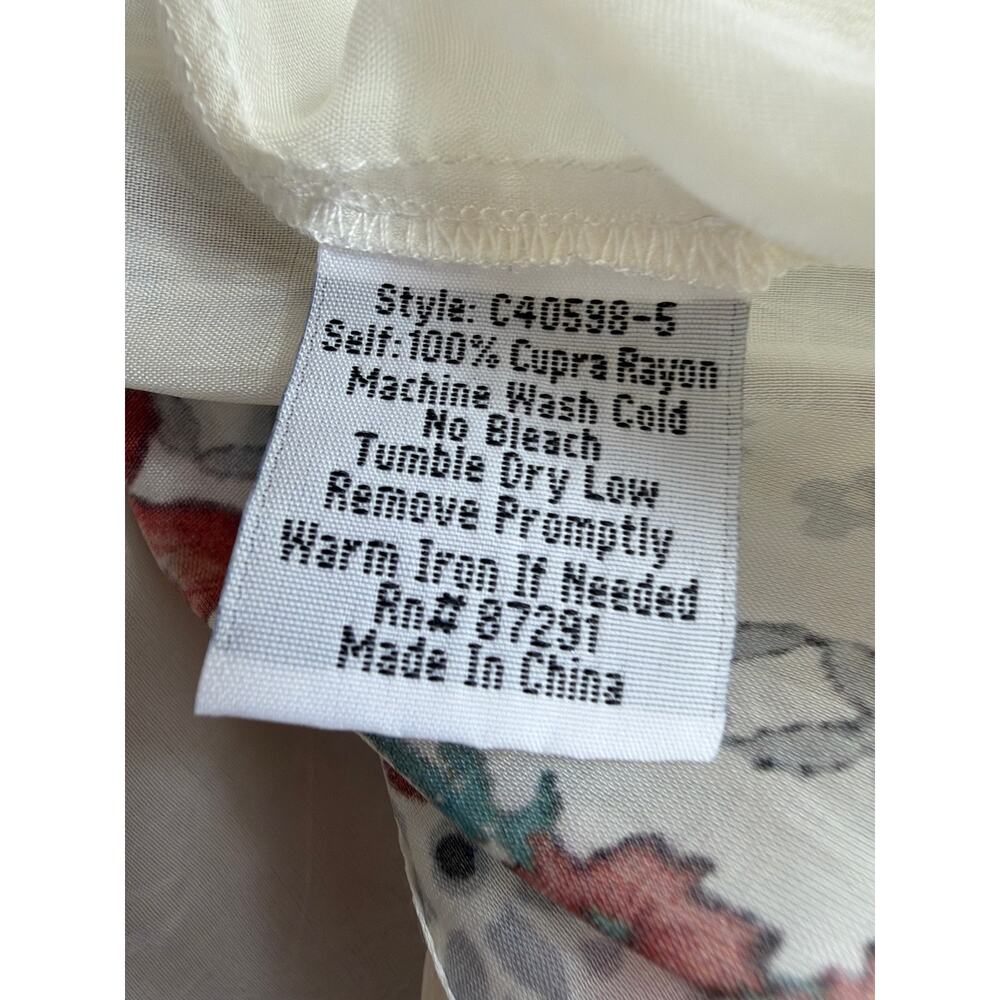 Johnny Was Floral Sheer Front Tie Mid Length Sleeve Top Size XL - Picture 6 of 6